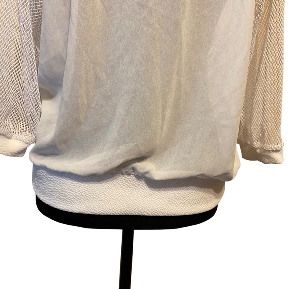 NWOT Beware! White Mesh Net Sheer Top Women’s Size Large - Picture 14 of 16